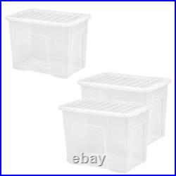 Large 80L See Through Crystal Clear Transparent Storage Containers With Lids