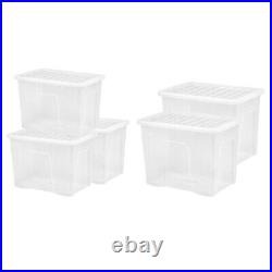 Large 80 Litres Crystal Clear Containers Home Office Storage Box With Lids