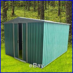 Large 8 X 10 Metal Garden Shed Outdoor Storage Box Apex Roof Free Foundation