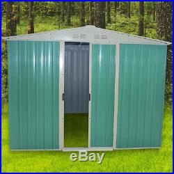 Large 8 X 10 Metal Garden Shed Outdoor Storage Box Apex Roof Free Foundation