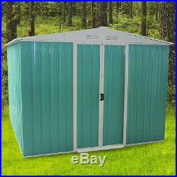 Large 8 X 10 Metal Garden Shed Outdoor Storage Tool Box Apex Roof Free Base