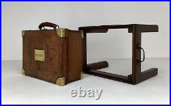 Large Antique Oak & Leather Cartridge Case Box Storage Cartridge Magazine