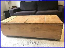 Large Antique Pine Blanket Box Chest Coffee Table Storage Ottoman