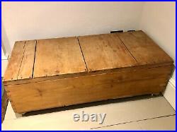 Large Antique Pine Blanket Box Chest Coffee Table Storage Ottoman