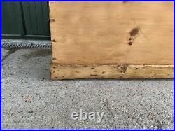 Large Antique Pine Blanket Toy Ships Tool Vinyl Storage Box Trunk Ottoman Table