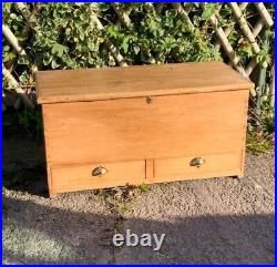 Large Antique Pine Chest with Two Drawers / Blanket Box