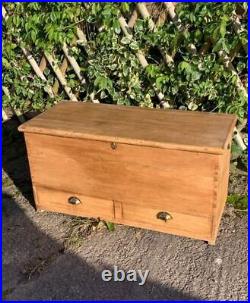 Large Antique Pine Chest with Two Drawers / Blanket Box