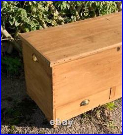 Large Antique Pine Chest with Two Drawers / Blanket Box