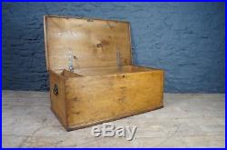 Large Antique Pine Trunk / Wooden Chest / Blanket Box Superb Storage