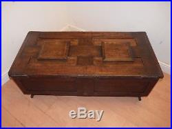 Large Antique Solid Oak Coffer, Blanket, Toy Box, Chest Coffee Table, Storage