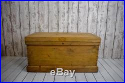 Large Antique Victorian Pine Blanket Chest Box Storage Coffee Table