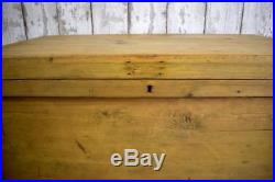 Large Antique Victorian Pine Blanket Chest Box Storage Coffee Table
