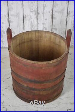 Large Antique Vintage Oak Barrel Fruit Press Log Basket Storage Planter