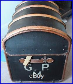 Large Antique Vintage Steamer Trunk / Chest Storage Box Ottoman