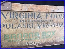 Large Banana Box Virginia Foods Wood Steel Nesting Chicago Mill Crate Storage