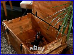 Large Big Storage Chest Coffee Table Cottage Wooden Box Trunk Vintage Tin Sign