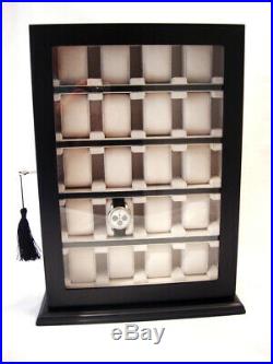 Large Black Matt 20 Wrist Watch Storage Cabinet Box Display Wooden Case