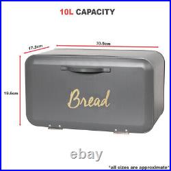 Large Bread Bin Kitchen Loaf Storage Box Front Opening Grey