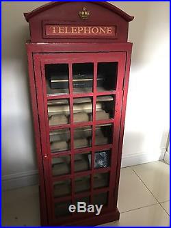 Large British Red Telephone Box/Booth Wine Cabinet 171cm Tall Storage Cabinet