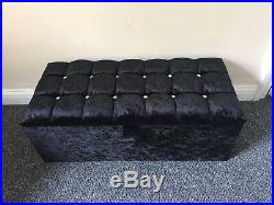 Large Cubbed Crushed Velvet Ottoman, Toys Storage, Footstool, Ottoman Box