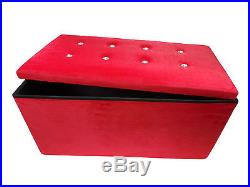 Large Double Velour Diamonte Ottoman Folding Storage Toys Box Footstool Seat Red