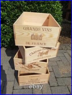 Large French 12 Bottle Wooden Wine Crate Box Planter Hamper Storage With LID