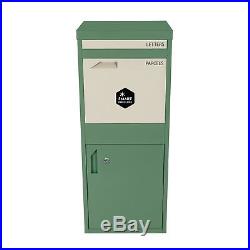Large Front & Rear Access Green Lockable Home Storage Letter and Parcel Box