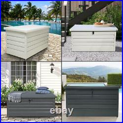 Large Galvanise Steel Storage Box Lockable Outdoor Deck Organiser Bin Chest Case