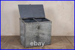 Large Galvanised Storage Box With Rivets & Hasp & Staple