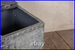 Large Galvanised Storage Box With Rivets & Hasp & Staple
