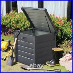 Large Garden Outdoor Storage Box Steel Utility Chest Lockable Deck Boxes Cabinet