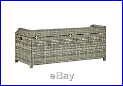 Large Garden PE Rattan Storage Bench Outdoor Sturdy Seater Outdoor Chest Box NEW