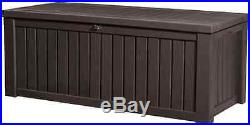 Large Garden Storage Box Patio Brown Bench Seat Tools Waterproof 570L Deck XL