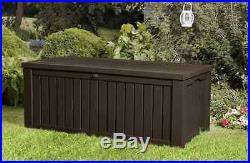 Large Garden Storage Box Patio Brown Bench Seat Tools Waterproof 570L Deck XL