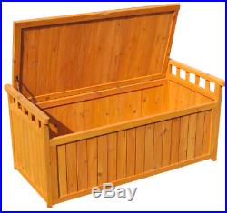 Large Garden Wooden Storage Bench 2-Seater Patio Furniture Tool Box With Lid