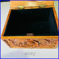 Large Handcrafted Wooden Jewelry Box Treasure Chest Keepsake Trunk Box 2pcs