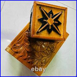 Large Handcrafted Wooden Jewelry Box Treasure Chest Keepsake Trunk Box 2pcs