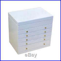 Large Jewellery Box white wood storage display case ring jewelry organizers