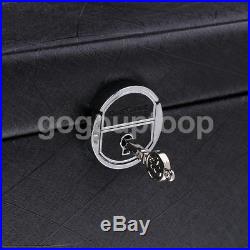 Large Jewelry Box PU Leather Necklace Earrings Storage Organizer Case Black