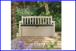 Large Keter Outdoor Patio Plastic Garden Storage Bench Box Chest Store Tools New