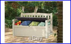Large Keter Outdoor Patio Plastic Garden Storage Bench Box Chest Store Tools New