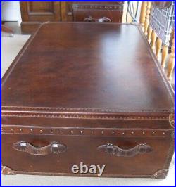 Large Leather Trunk Coach House Antique Coffee Table