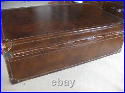 Large Leather Trunk Coach House Antique Coffee Table