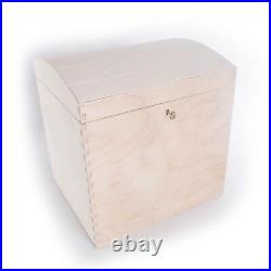 Large Lockable Wooden Treasure Chest Memory Keepsake Storage Box / Plain Wood