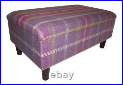 Large Long Storage Box/footstool on wooden legs Balmoral Amethyst Tartan
