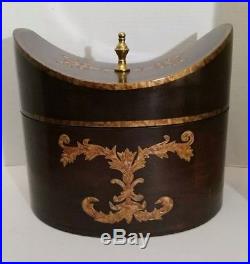 Large Maitland Smith Wood Table Box Storage Chest Brass Plate Hollywood Regency