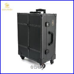 Large Makeup Case Trolley Industrial Retro Travel Cosmetic Storage Box with Drawer