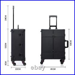 Large Makeup Case Trolley Industrial Retro Travel Cosmetic Storage Box with Drawer