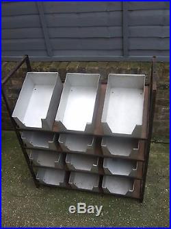 Large Metal storage rack display 12 Aluminium trays shop workshop industrial