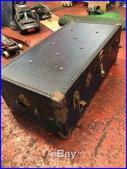 Large Mossman Travel Steamer Trunk Storage Box Linen Chest Coffee Table 1930s